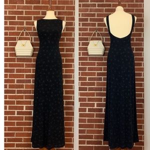 Ronni Nicole Long Sparkle Black Backless Dress